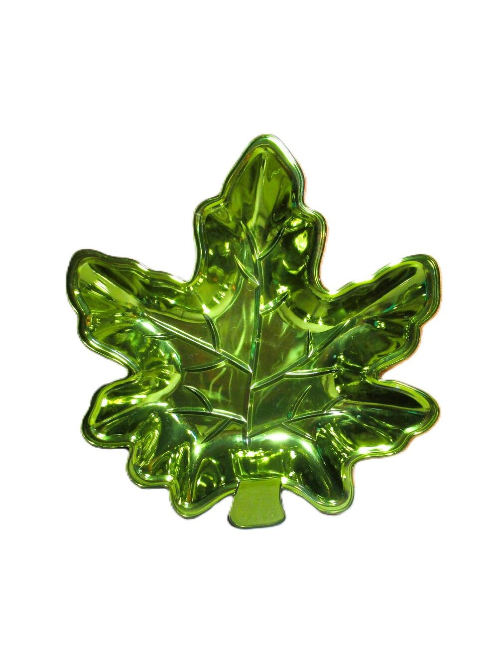 Greenbrier Maple Leaf Serving Tray Green Silver Metallic Finish 8x9 inches